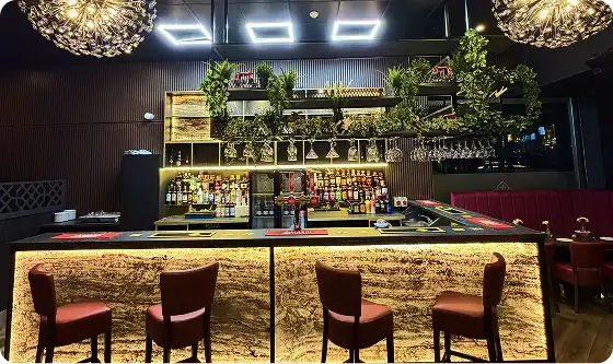 The illuminated bar at Gulshan